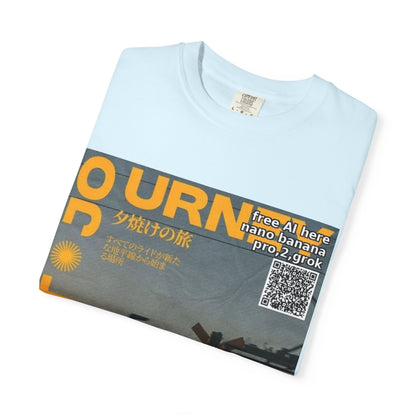 Sunset Train Graphic T-Shirt — Japanese Retro Transit Poster Tee