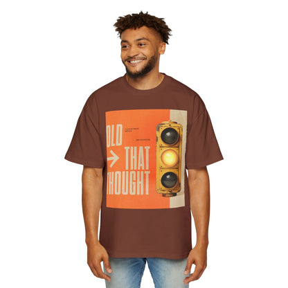 Oversized Tee — Retro Traffic Light 'Hold That Thought' Graphic