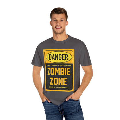 Zombie Zone T-Shirt - Unisex Danger Graphic Tee for Halloween & Horror Fans