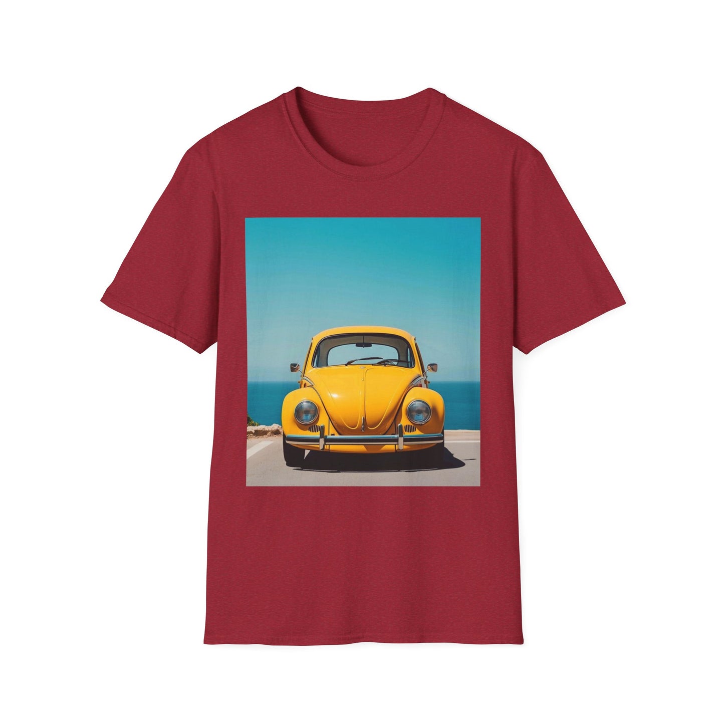 Vintage Yellow Car Unisex Softstyle T-Shirt | Retro Auto Tee for Car Enthusiasts