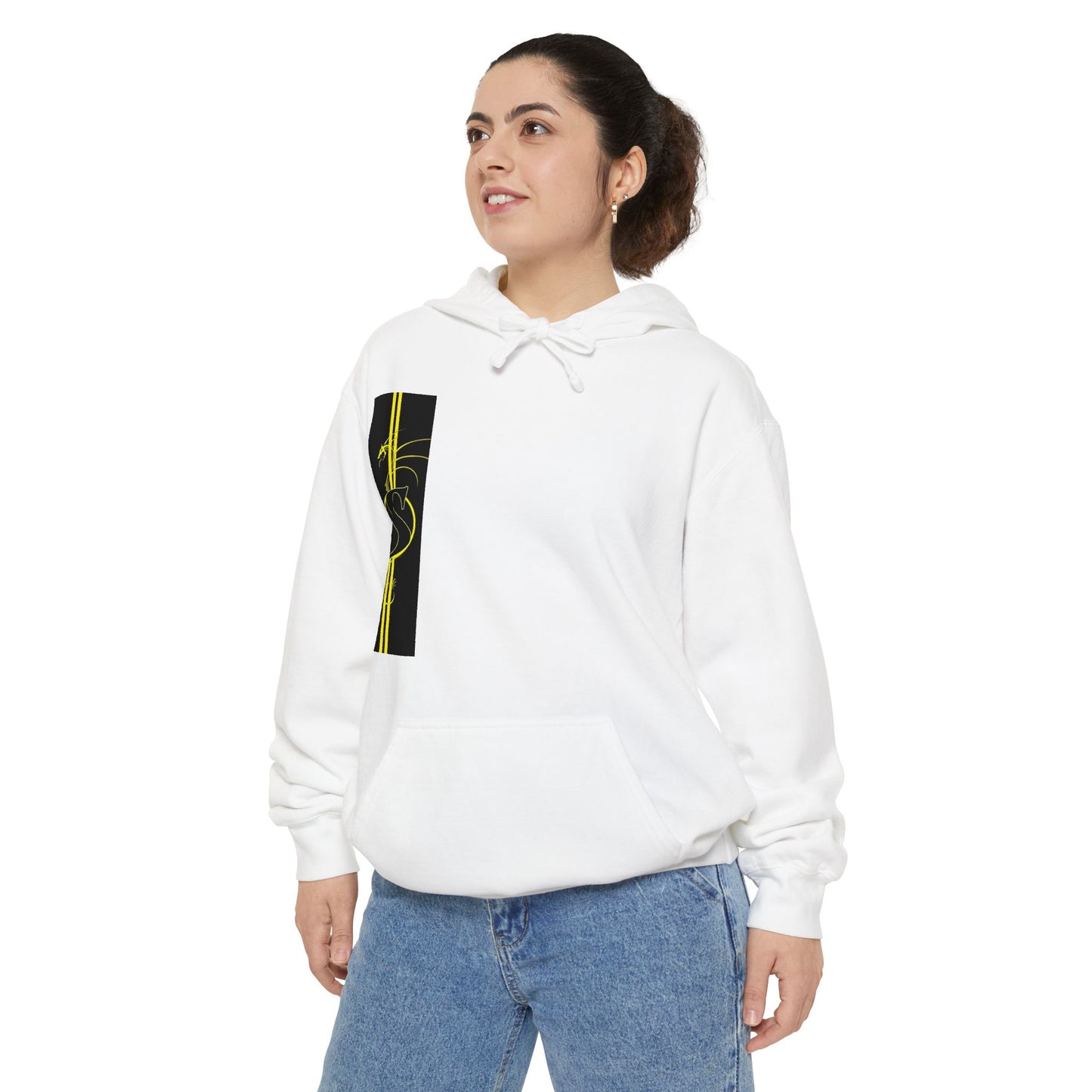 Volleyball Stripe Hoodie — Retro Yellow & Black Volleyball Design