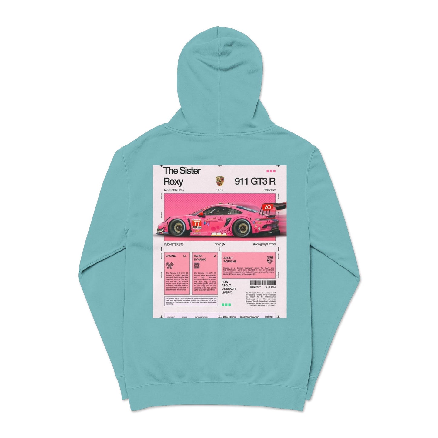 Pigment-Dyed Hoodie — Retro Racing Car Graphic ("911 GT3R")