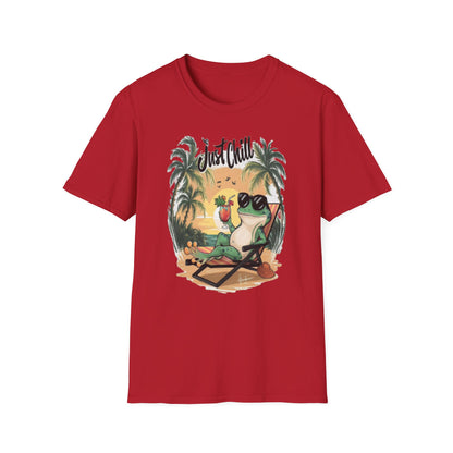 Just Chill Unisex Softstyle T-Shirt - Relaxing Frog Design for Casual Summer Vibes
