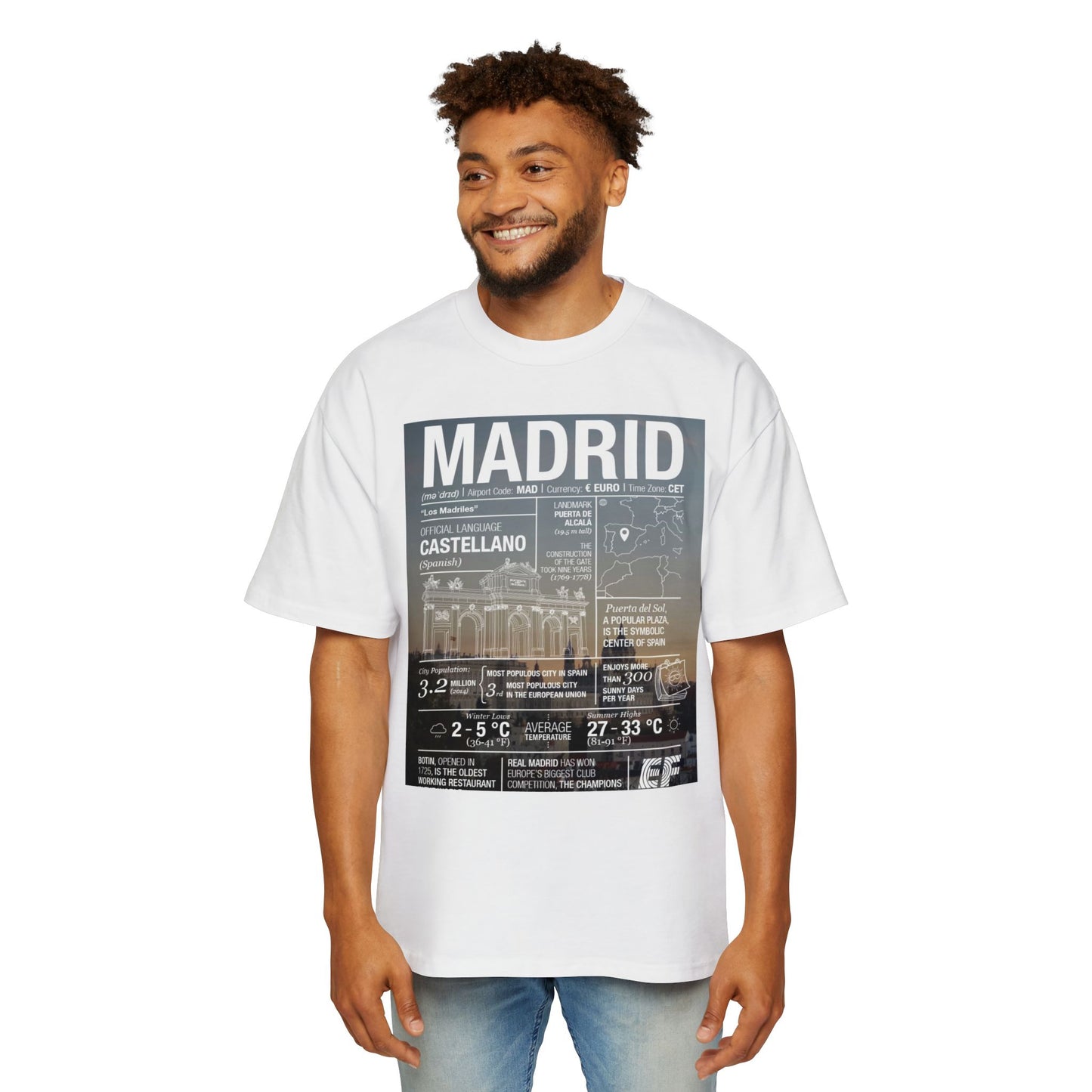 Madrid Graphic Tee — Vintage City Weather Poster T‑Shirt