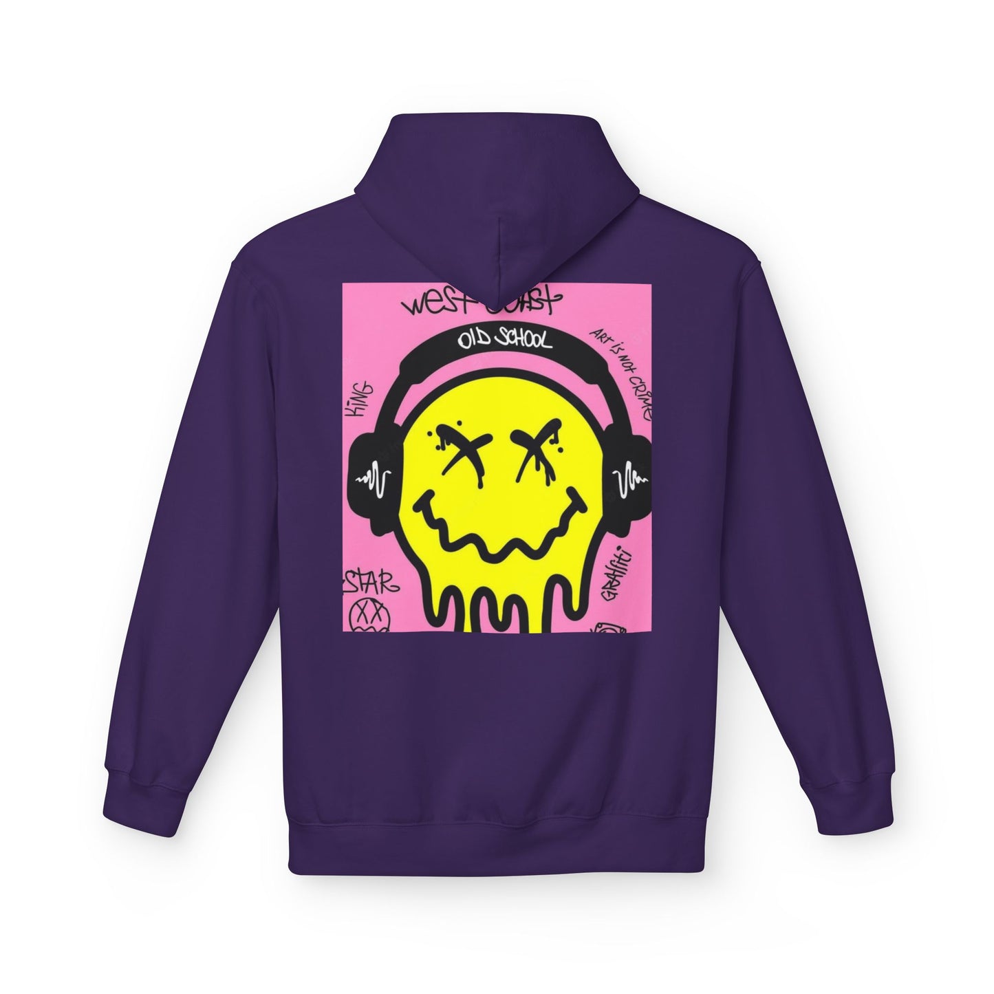 Retro Graffiti Hoodie – Unisex Midweight Fleece with Vibrant Yellow Design