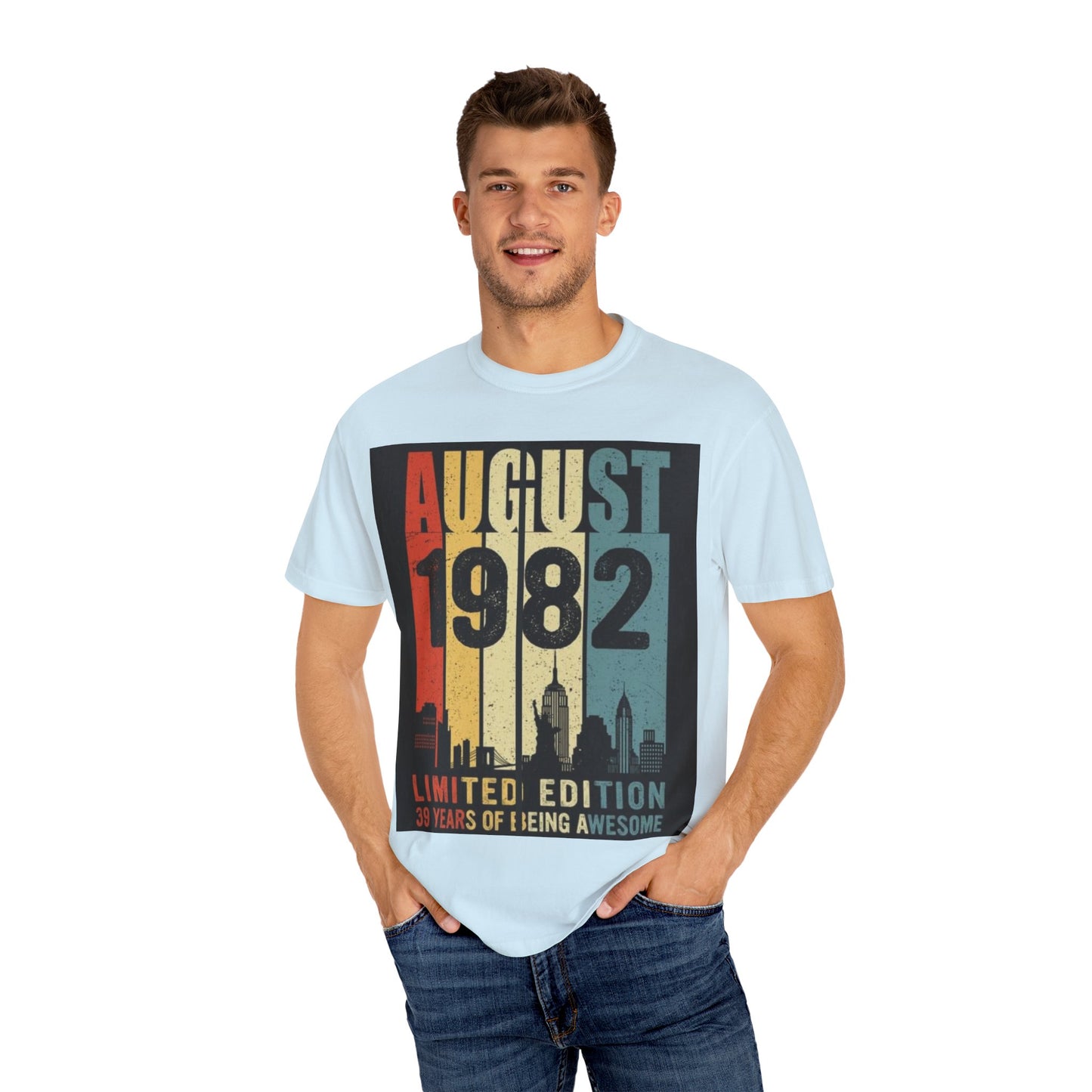 Limited Edition August 1982 Unisex Garment-Dyed T-Shirt - Celebrate 39 Years of Being Awesome