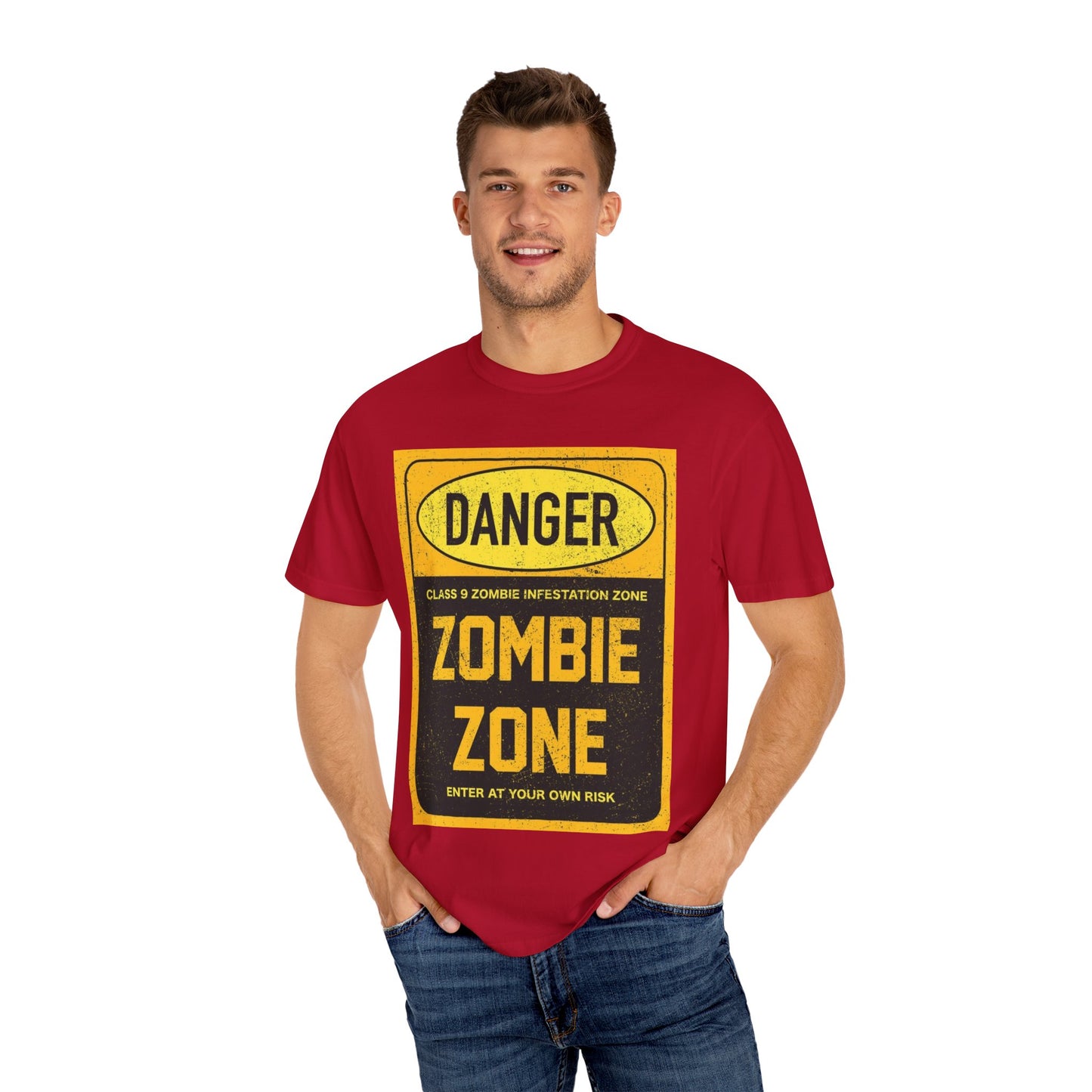 Zombie Zone T-Shirt - Unisex Danger Graphic Tee for Halloween & Horror Fans