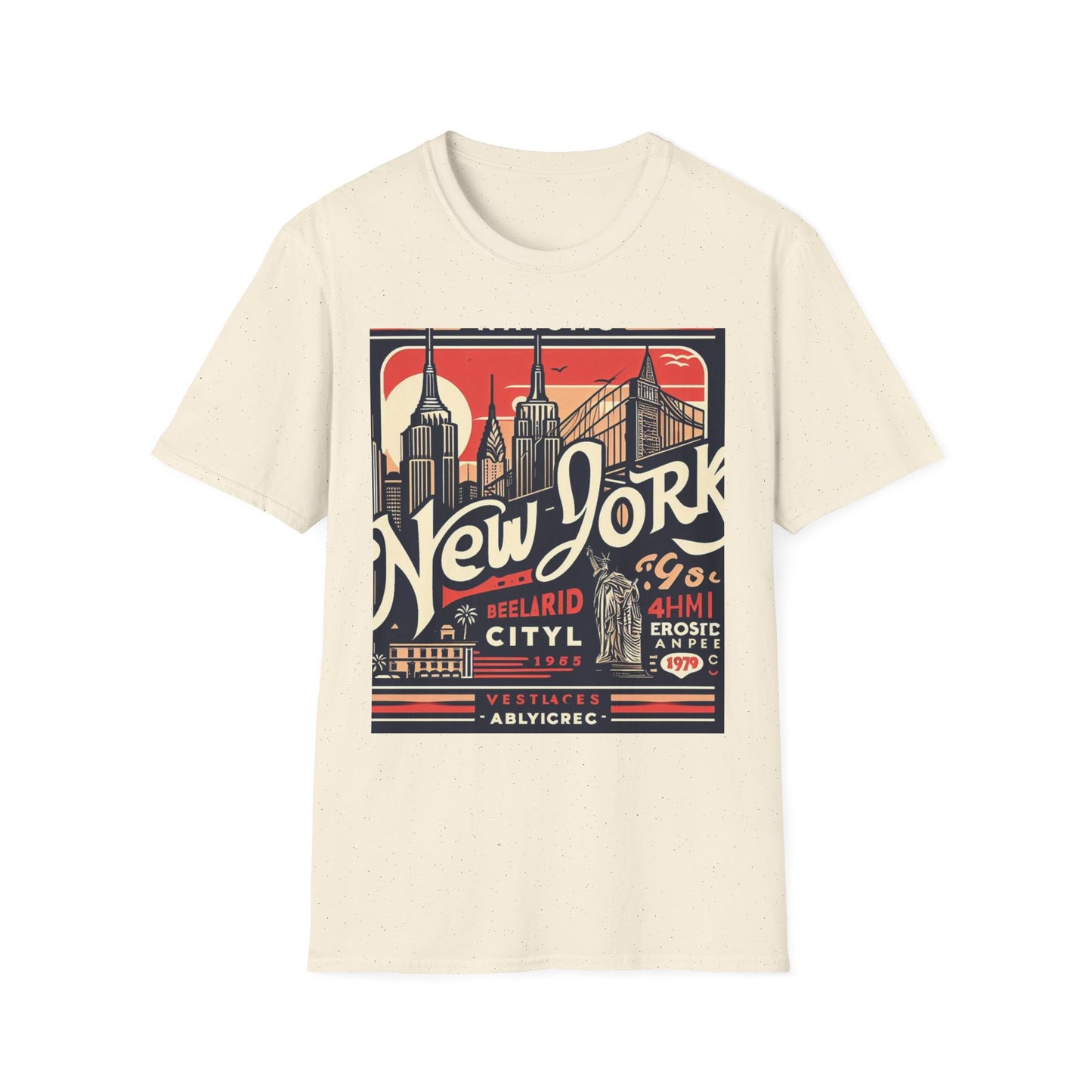 NYC Vintage T-Shirt, Unisex Softstyle Tee, New York City Shirt, Travel Souvenir Gift, Casual Wear for Tourists