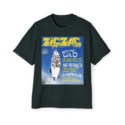Surf Poster Graphic Tee — "Into the Wild / No Regrets" Oversized Men’s T‑Shirt