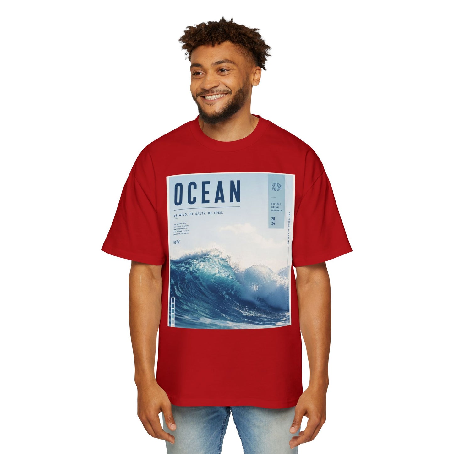 Ocean Wave Graphic Tee — "OCEAN" Coastal Photo Print T-Shirt
