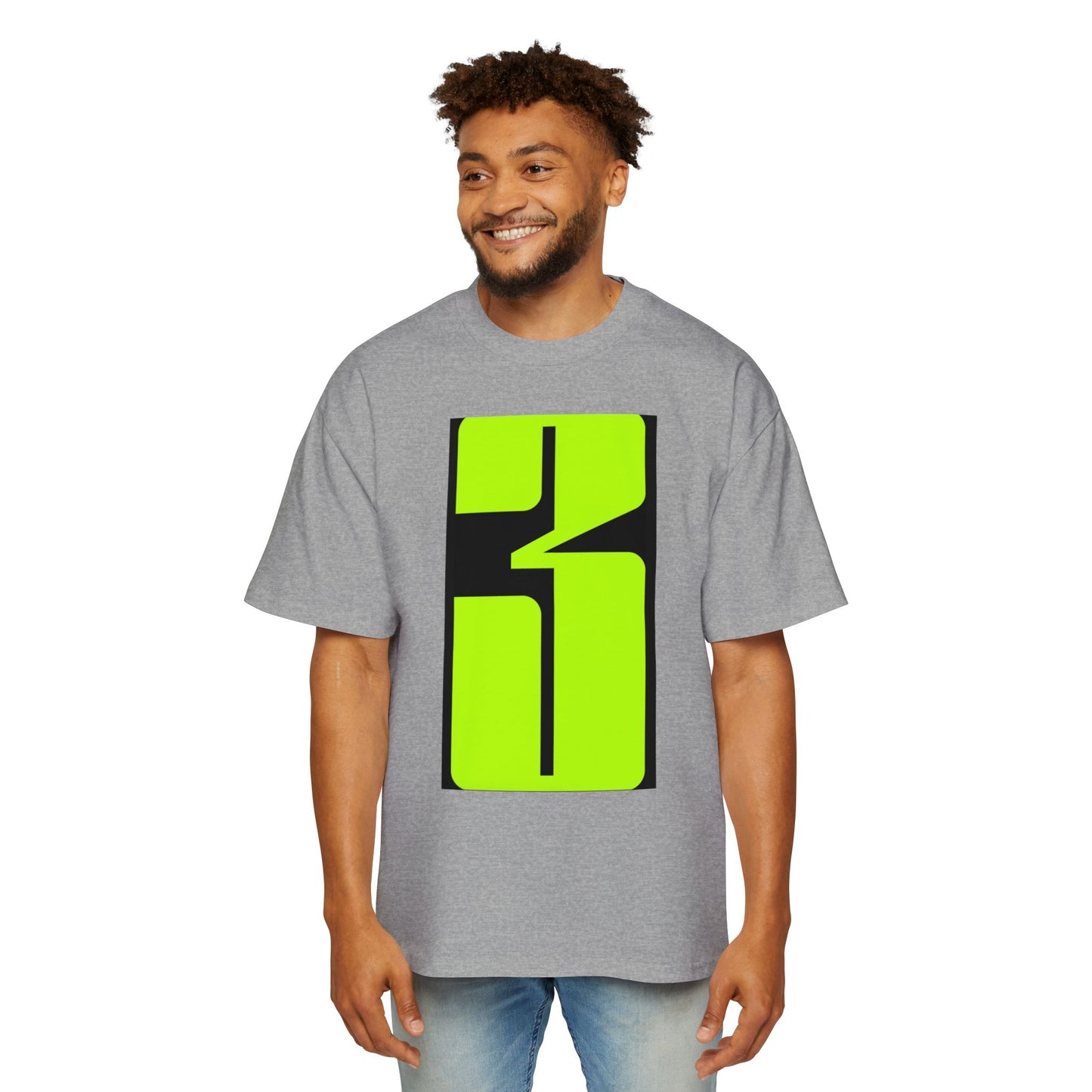 Oversized Tee — Neon Abstract '3' Graphic