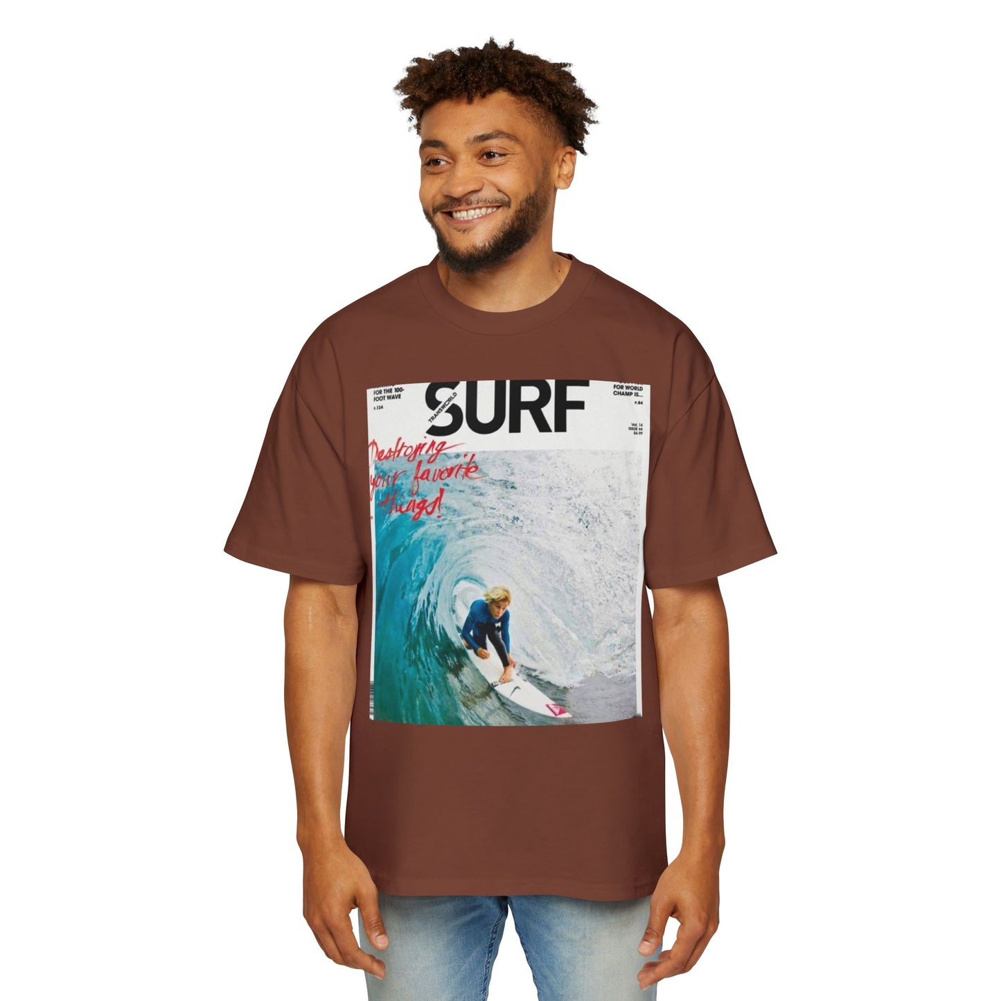Surf Photo Graphic Tee — "Surf" Wave Rider Men's Oversized T-Shirt