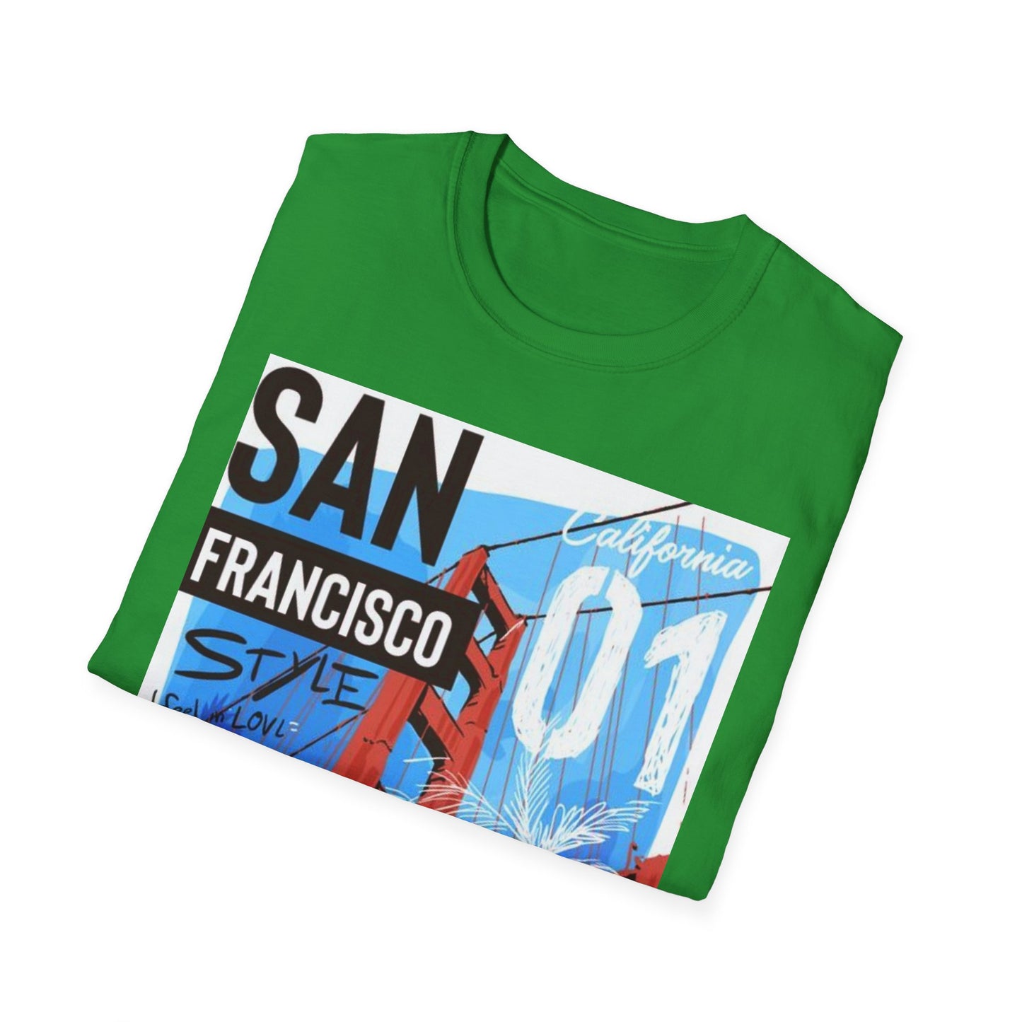 San Francisco Graphic Unisex Softstyle T-Shirt - California Vibe, Perfect for Beach Lovers