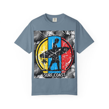 Surf Coast Unisex Garment-Dyed T-shirt - Retro Beach Vibes, Summer Essential, Surfing Gift, Casual Wear, Vacation Style