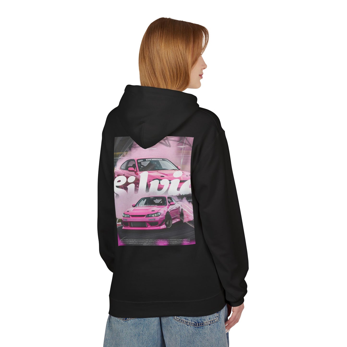 Unisex Fleece Hoodie with Pink Silvia Design - Stylish and Comfortable Streetwear