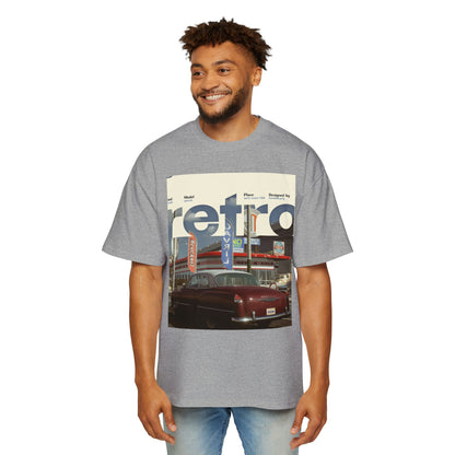 Retro Garage Tee — Vintage Car Photo Oversized T-Shirt