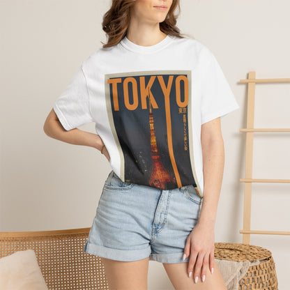 Tokyo Nightscape Graphic T-Shirt — Vintage Japan Tower Travel Poster Tee