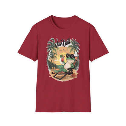 Just Chill Unisex Softstyle T-Shirt - Relaxing Frog Design for Casual Summer Vibes