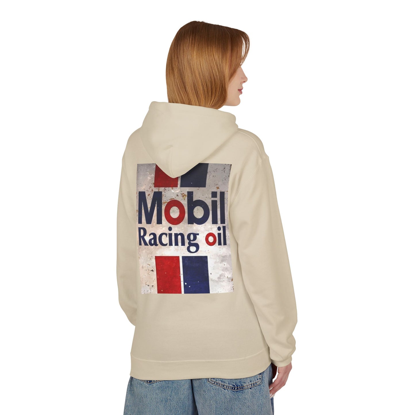 Retro Mobil Racing Oil Fleece Hoodie for Motorsport Enthusiasts