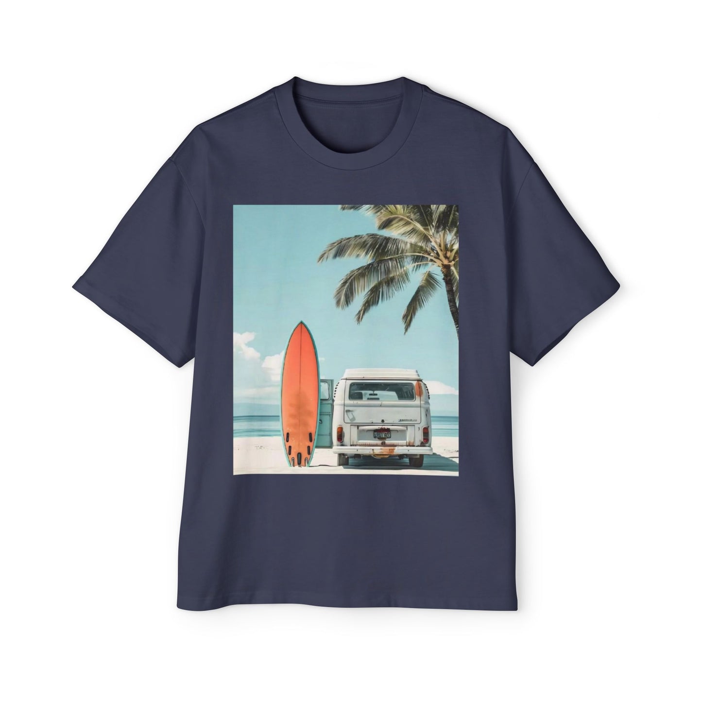 Surf Van Beach T-Shirt — Vintage Palm & Surfboard Graphic Tee
