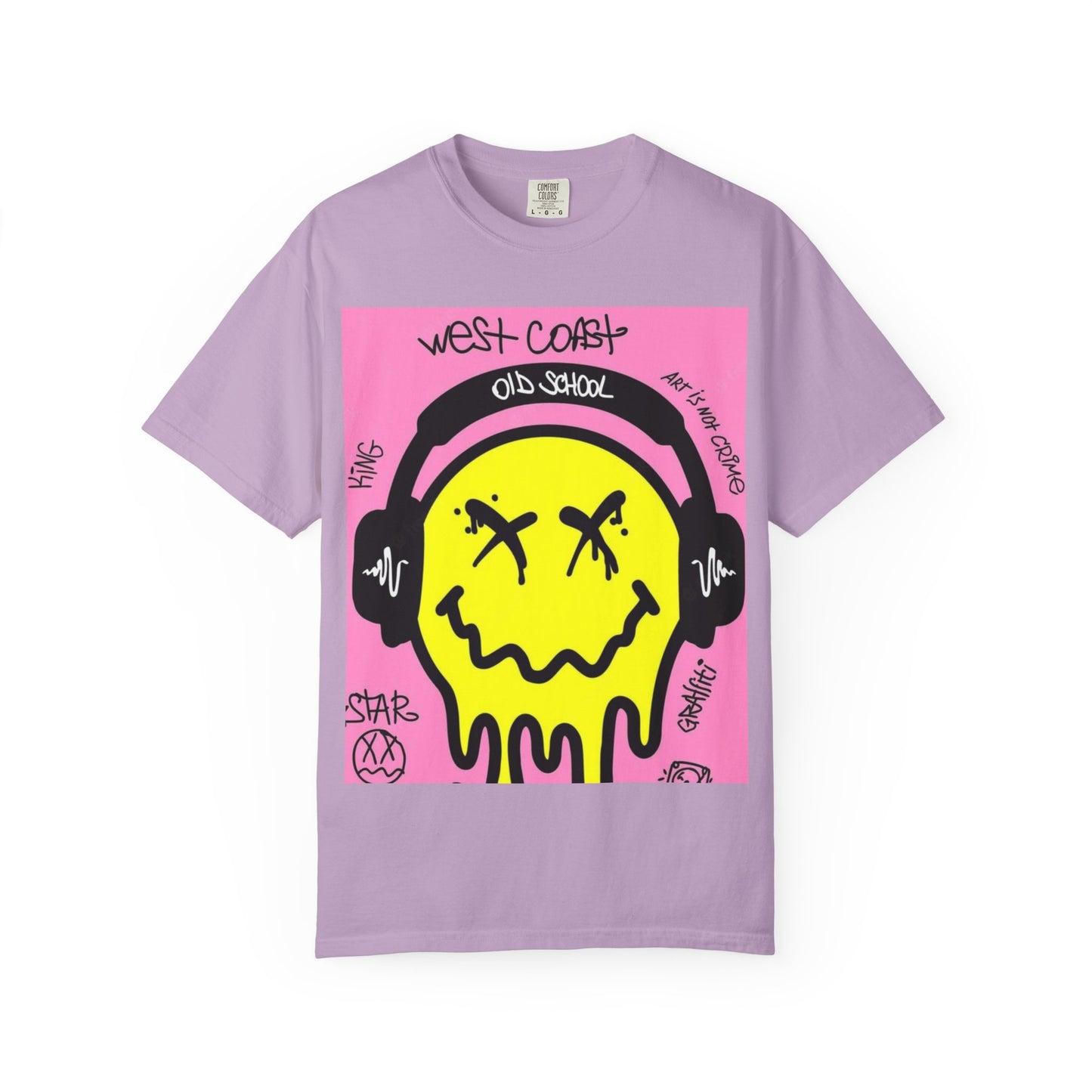 Retro Street Art T-Shirt - West Coast Vibe with Smiley Design