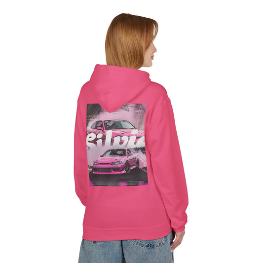 Unisex Fleece Hoodie with Pink Silvia Design - Stylish and Comfortable Streetwear