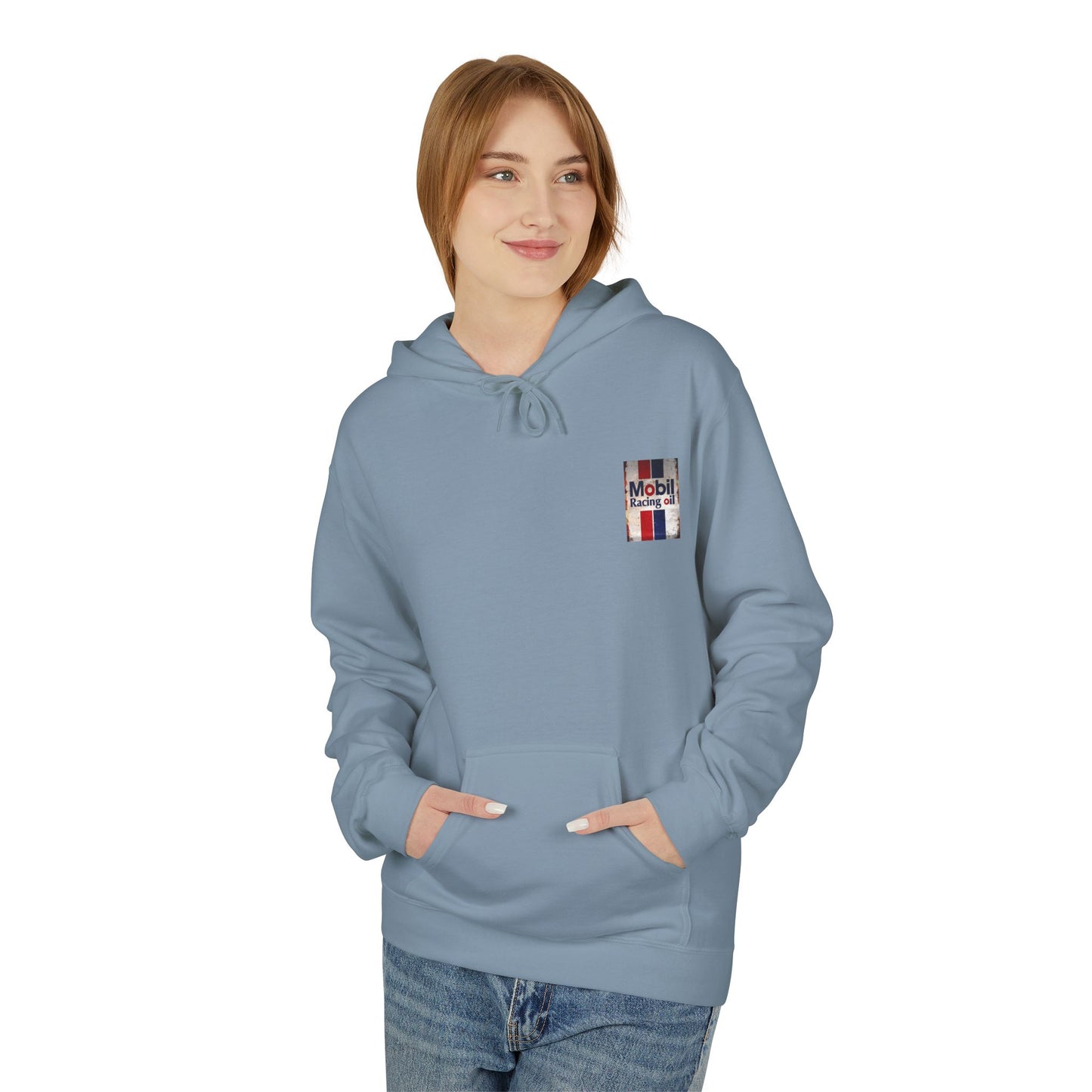 Retro Mobil Racing Oil Fleece Hoodie for Motorsport Enthusiasts