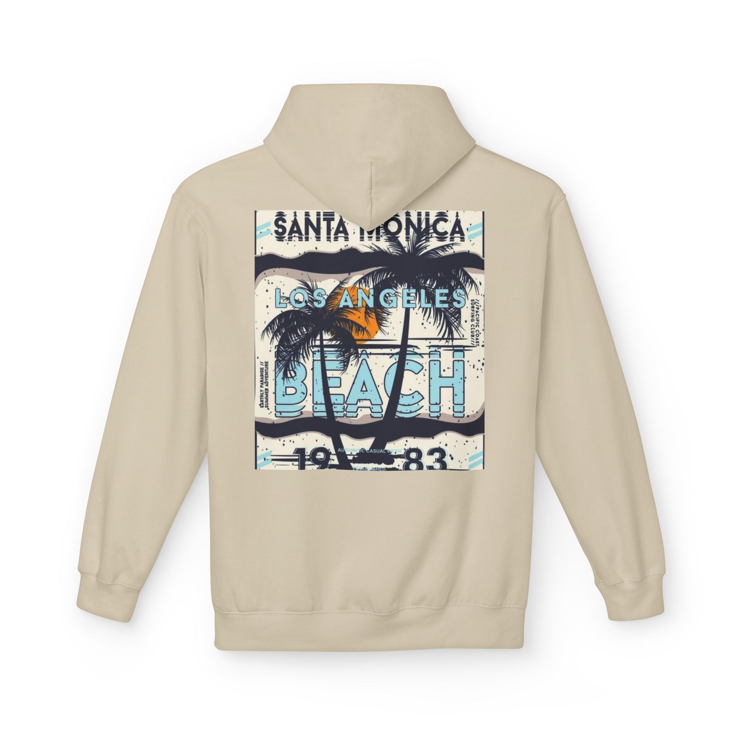 Santa Monica Beach Vintage Fleece Hoodie - Unisex, Cozy Casual Wear, Perfect for Beach Lovers, Summer Vibes, Travel Souvenir, Birthday Gift