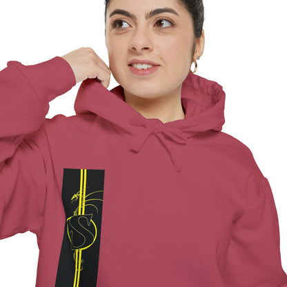 Volleyball Stripe Hoodie — Retro Yellow & Black Volleyball Design
