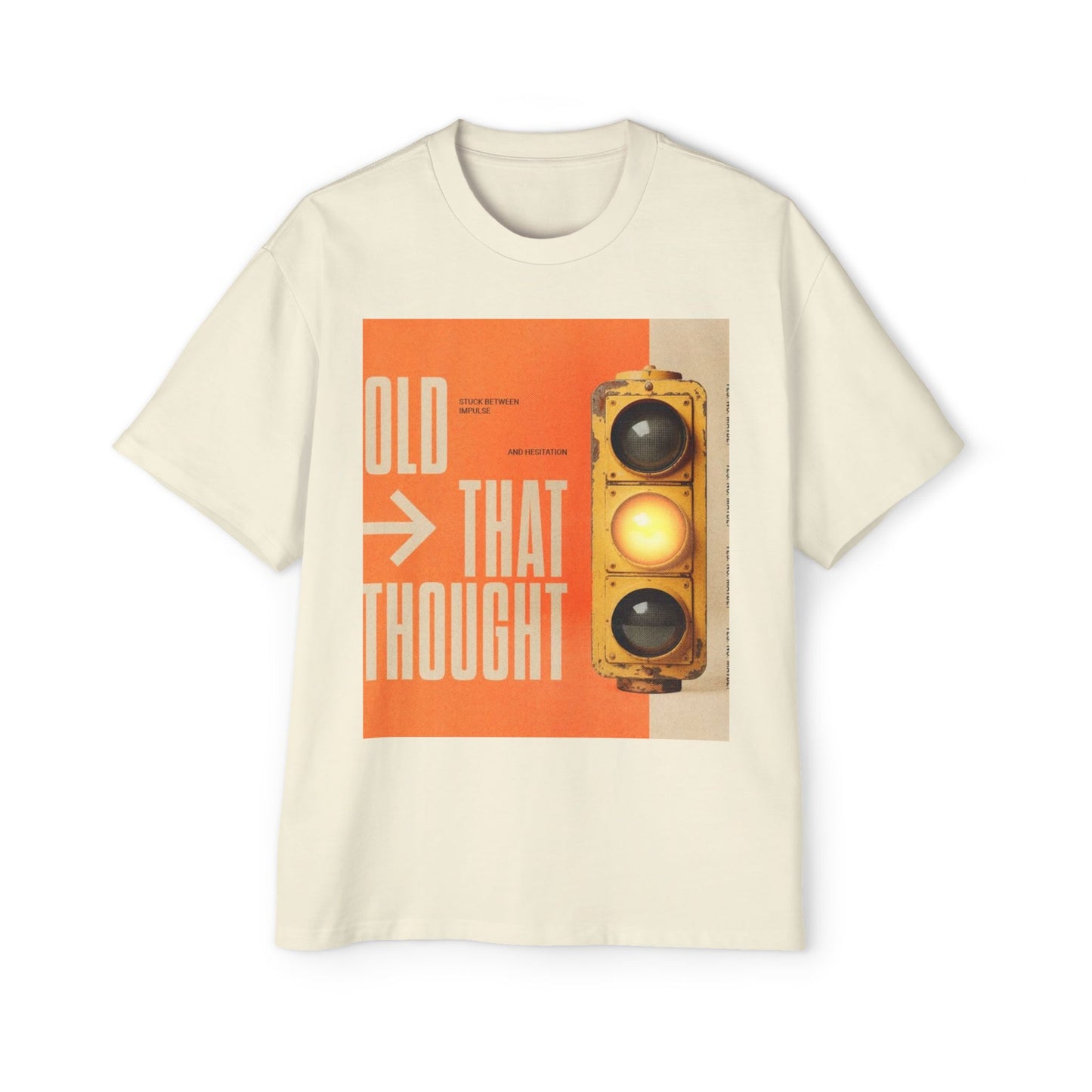 Oversized Tee — Retro Traffic Light 'Hold That Thought' Graphic