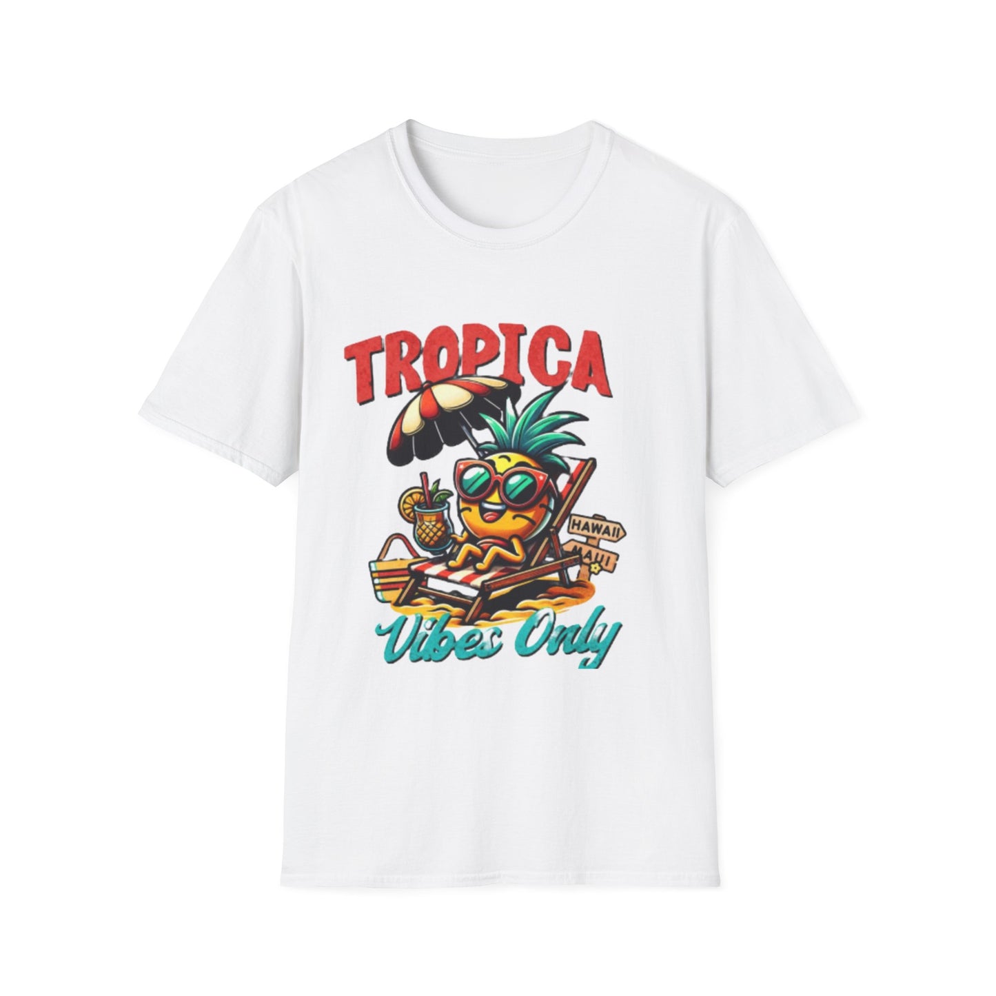 Tropical Vibes Unisex Softstyle T-Shirt - Fun Pineapple Design