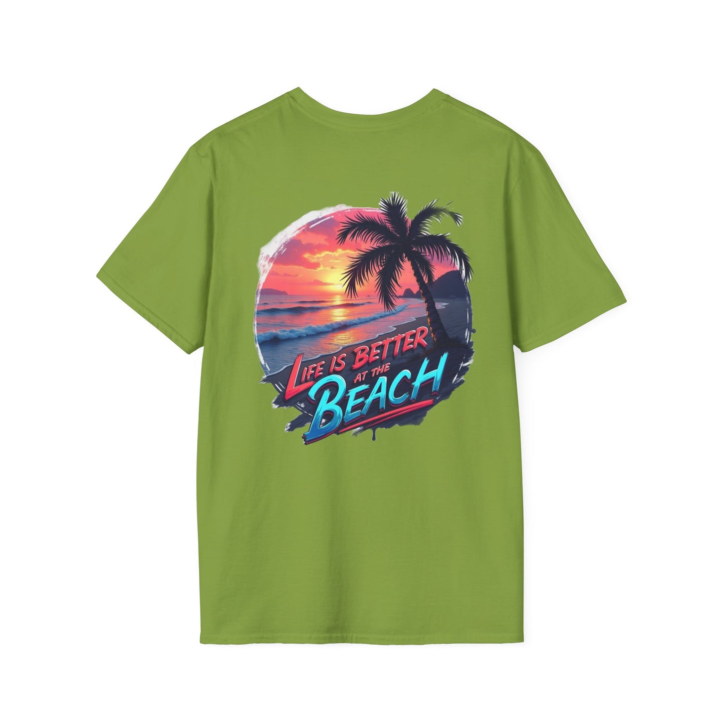 Unisex Softstyle Beach T-Shirt - "Life is Better at the Beach" Graphic Tee
