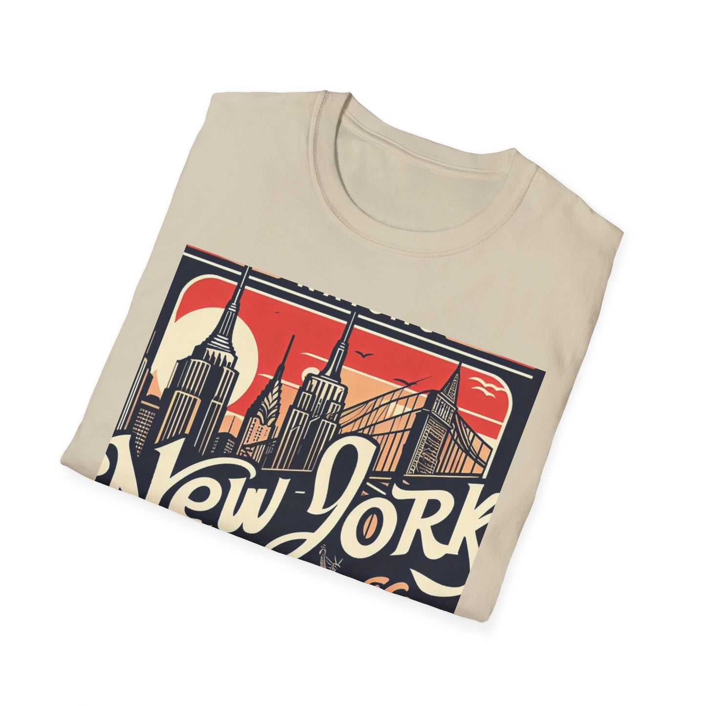 NYC Vintage T-Shirt, Unisex Softstyle Tee, New York City Shirt, Travel Souvenir Gift, Casual Wear for Tourists