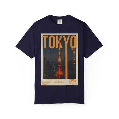 Tokyo Nightscape Graphic T-Shirt — Vintage Japan Tower Travel Poster Tee