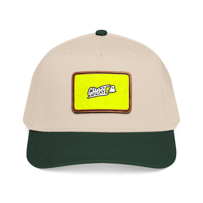 Ghost Patch Baseball Cap — Mid Profile Leather Rectangle Hat