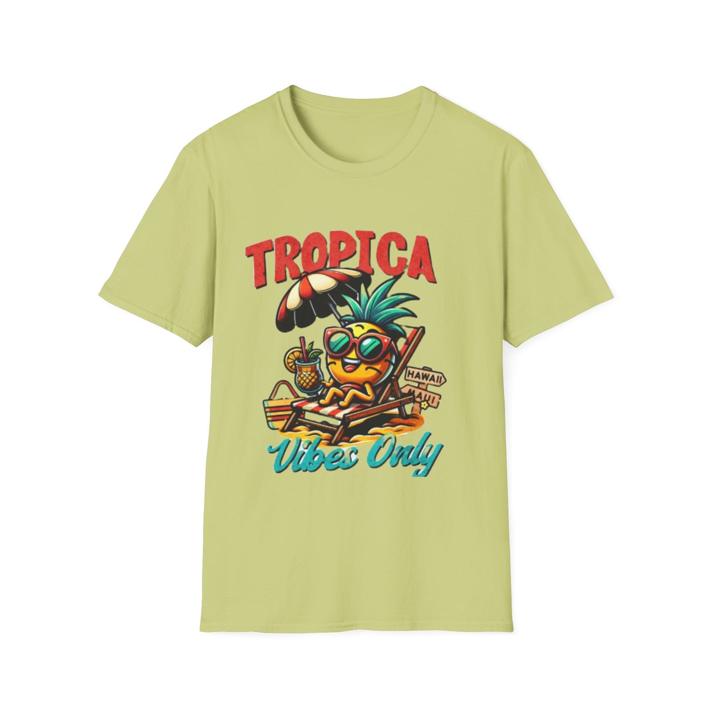 Tropical Vibes Unisex Softstyle T-Shirt - Fun Pineapple Design