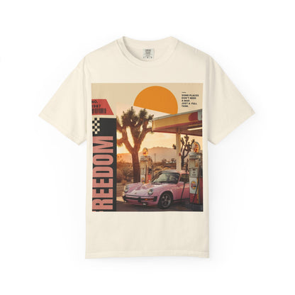 Freedom Road T-Shirt — Retro Desert Sunset Vintage Car Graphic