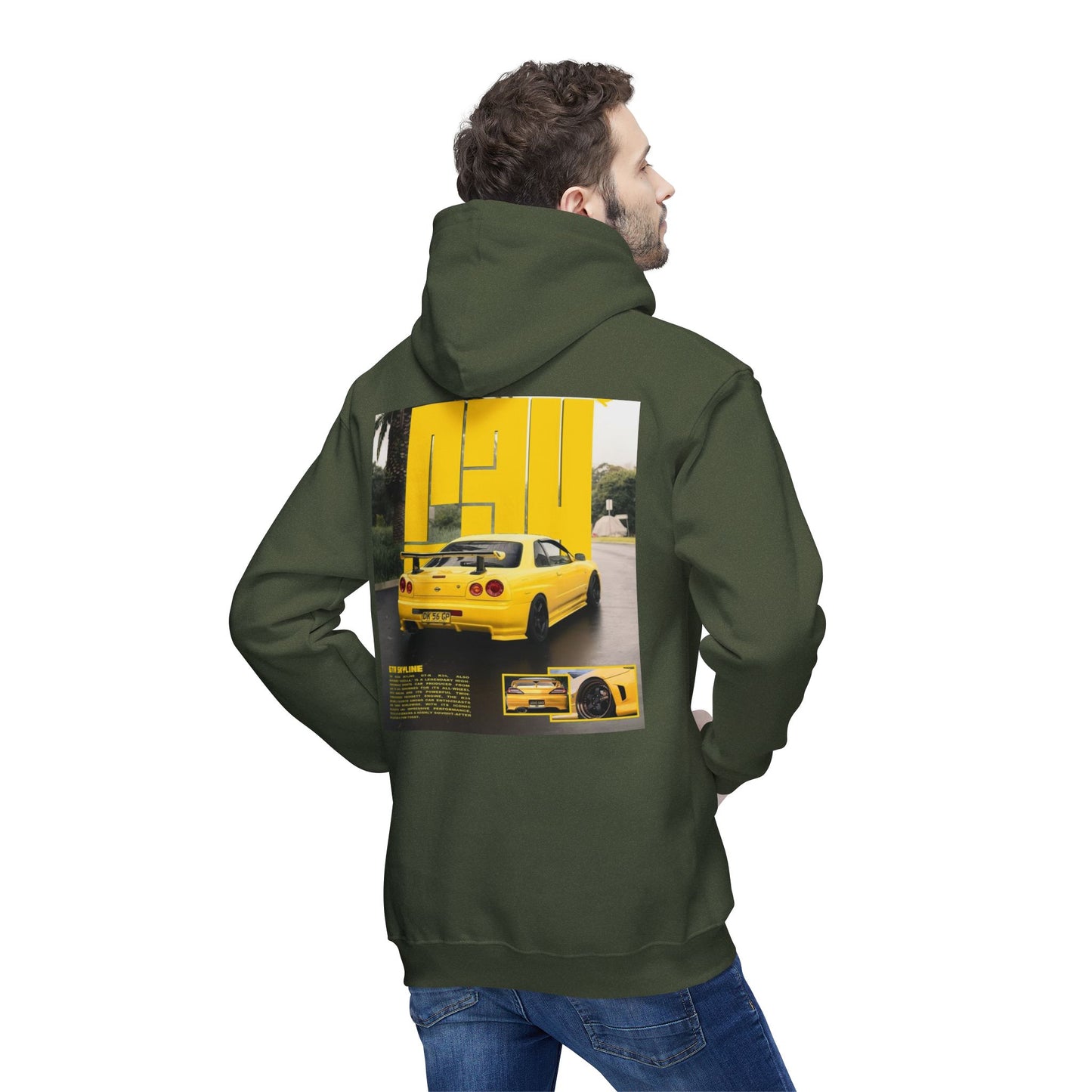 Unisex Hooded Sweatshirt - Retro Car Graphic - Made in the USA