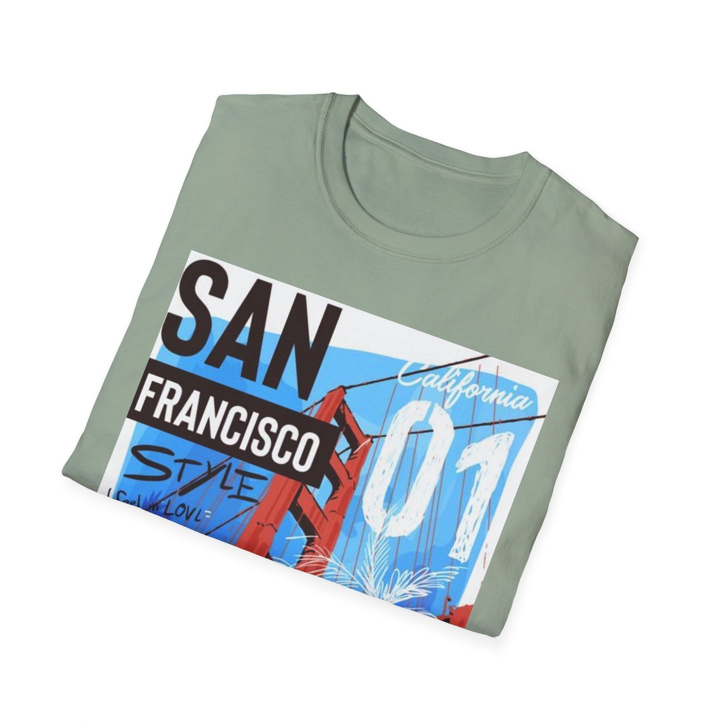 San Francisco Graphic Unisex Softstyle T-Shirt - California Vibe, Perfect for Beach Lovers