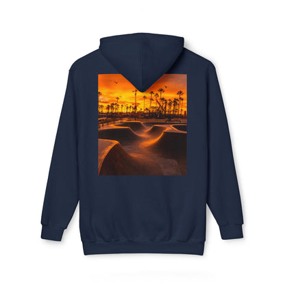 Unisex Hooded Sweatshirt with Sunset Skate Park Design - Perfect for Casual Style & Outdoor Activities