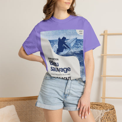 Bleu Sauvage Surf Poster T-Shirt — Vintage French Surfing Graphic Tee