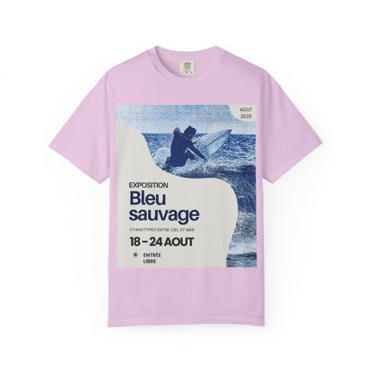 Bleu Sauvage Surf Poster T-Shirt — Vintage French Surfing Graphic Tee