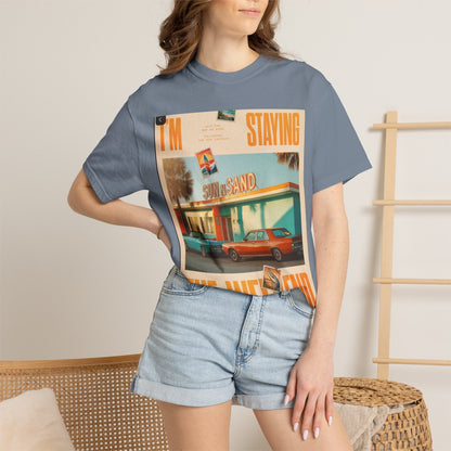 Weekend Staycation Vintage T-Shirt — "I'm Staying the Weekend" Retro Diner Design