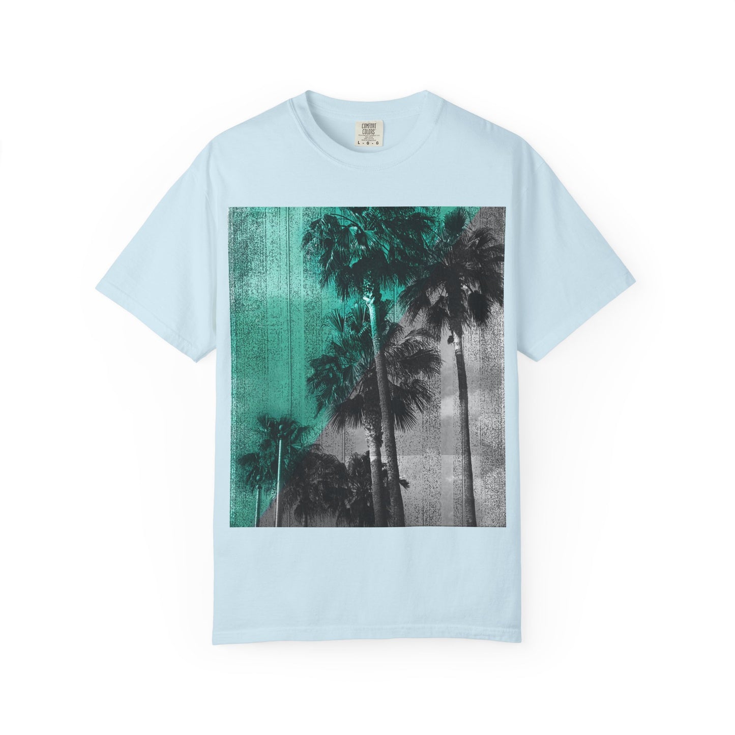 Palm Trees Photo Tee — Vintage Teal Sunset T-Shirt