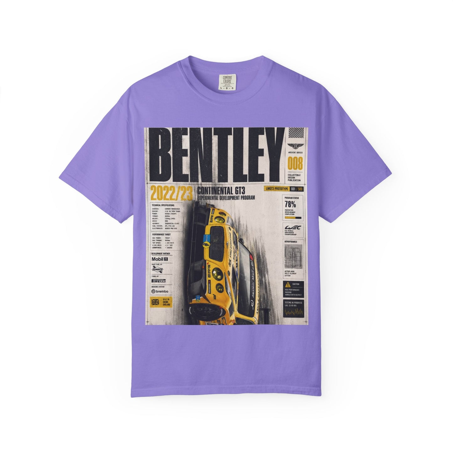 Bentley Continental GT Newspaper Graphic T‑Shirt — Vintage Racing Poster Tee