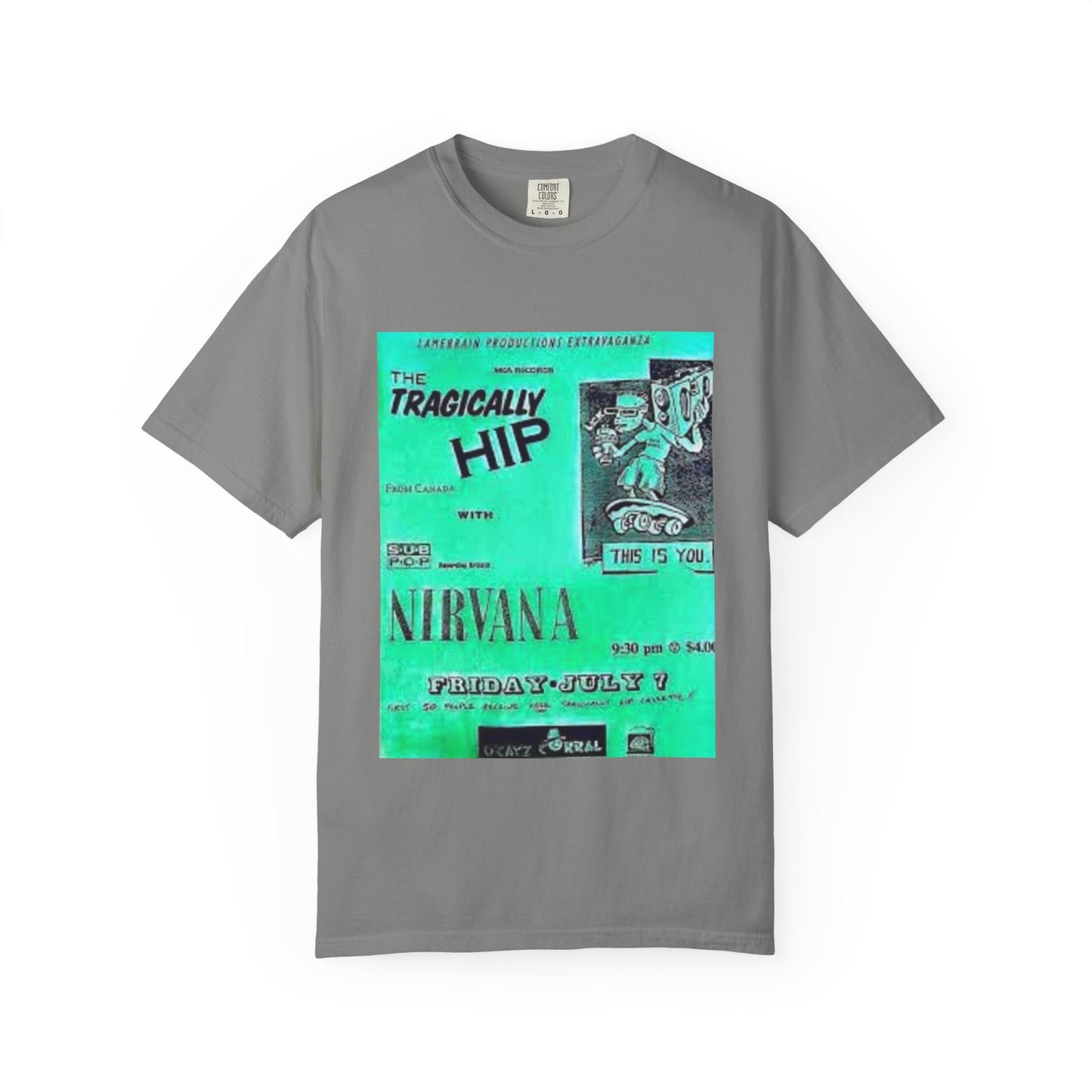 Retro Band Graphic T-Shirt - Nirvana & Tragically Hip Design