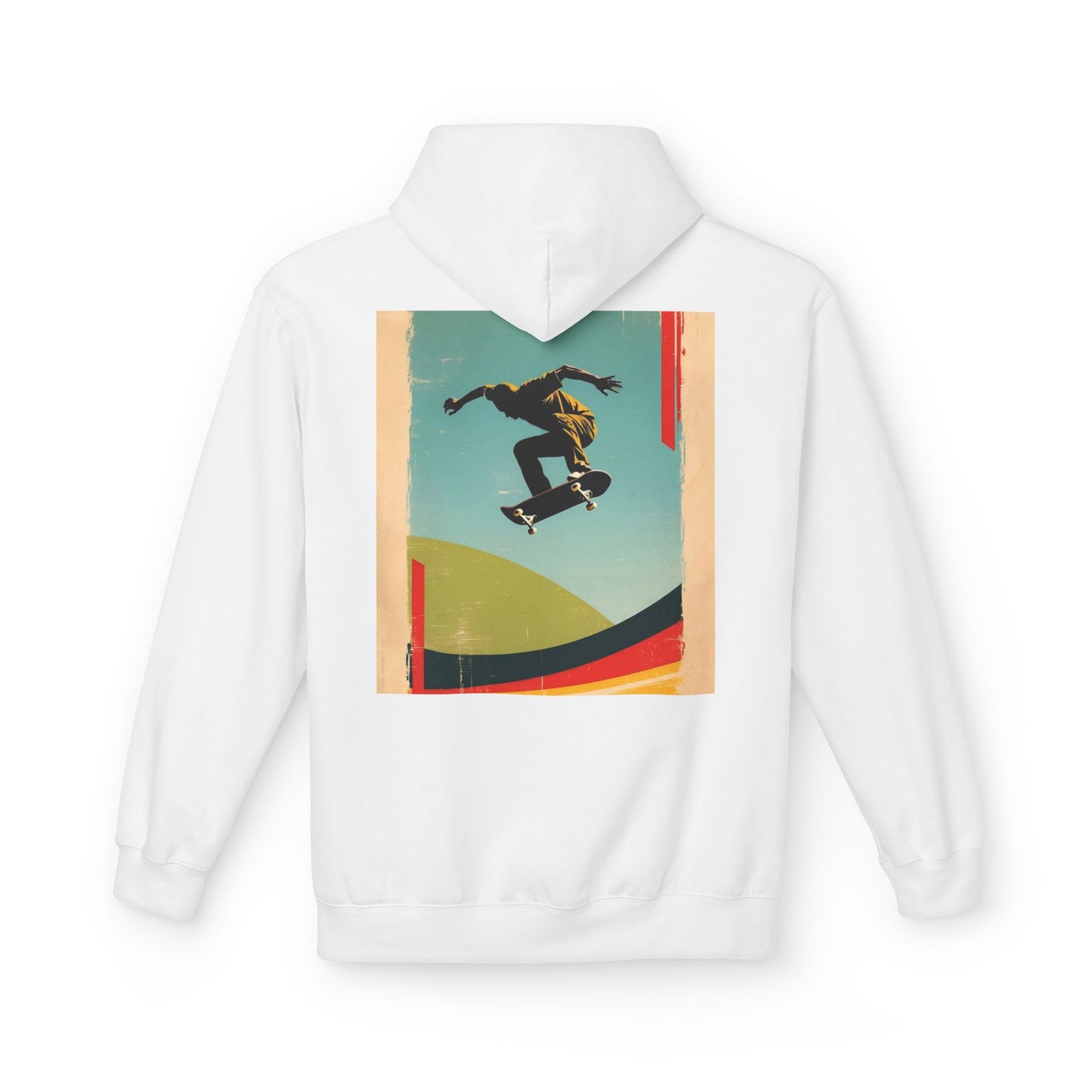 Retro Skateboarder Fleece Hoodie - Unisex Softstyle Pullover