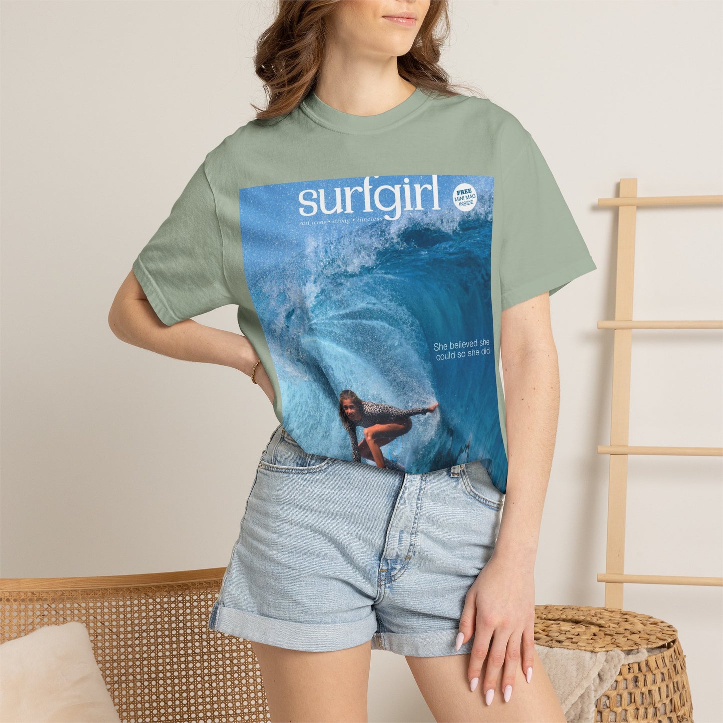 Surfgirl Wave Photo T-Shirt — Vintage Surf Magazine Graphic Tee
