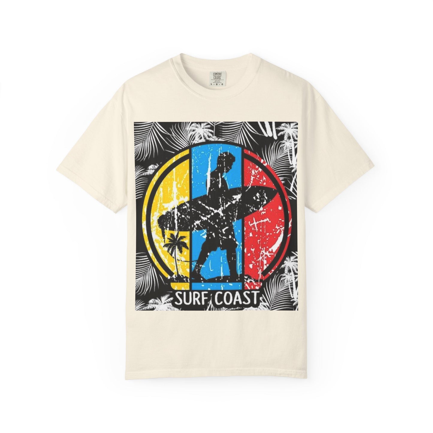 Surf Coast Unisex Garment-Dyed T-shirt - Retro Beach Vibes, Summer Essential, Surfing Gift, Casual Wear, Vacation Style