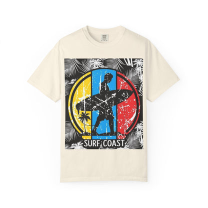 Surf Coast Unisex Garment-Dyed T-shirt - Retro Beach Vibes, Summer Essential, Surfing Gift, Casual Wear, Vacation Style
